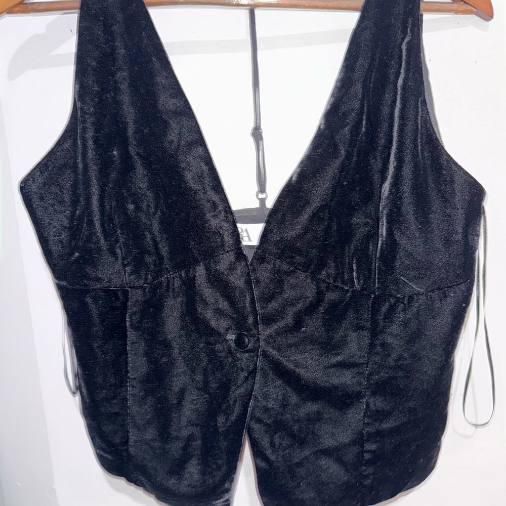 Zara Black Velvet Women's Top